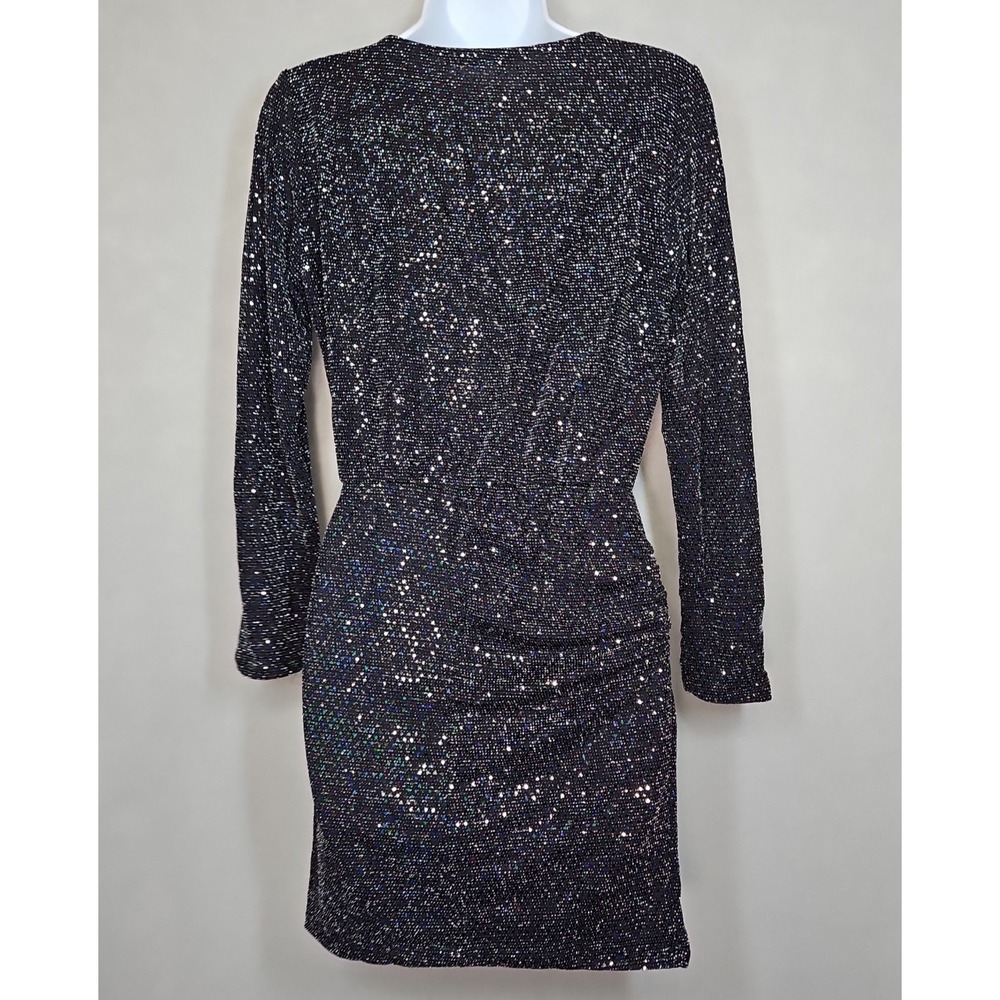 Fraiche By J Womens Black Sequin Cowl Neck Mini Dress Size Small NWT - Picture 3 of 13
